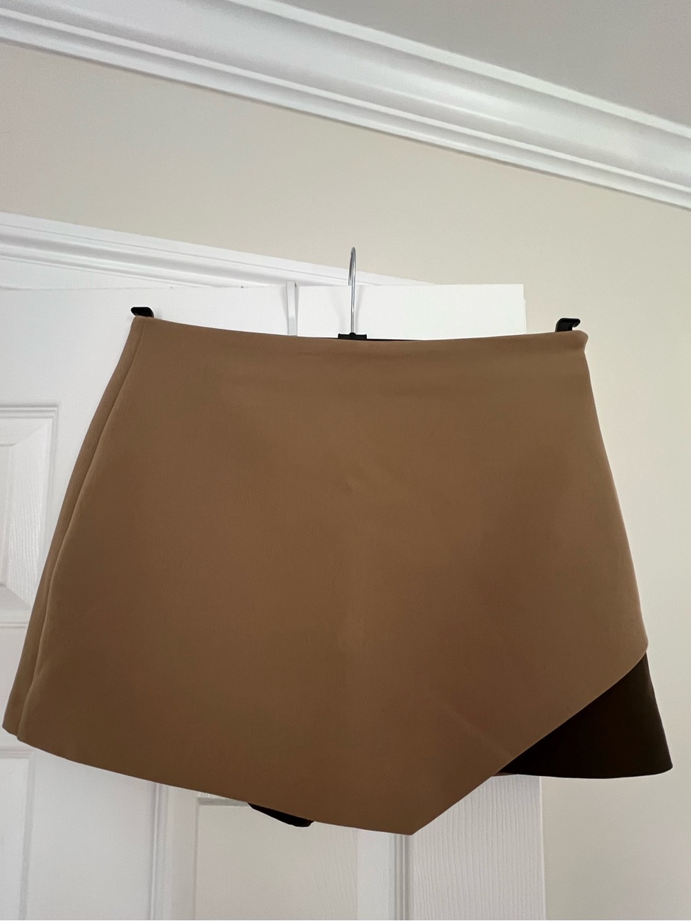 Camel Asymmetrical Tan Mini Skort